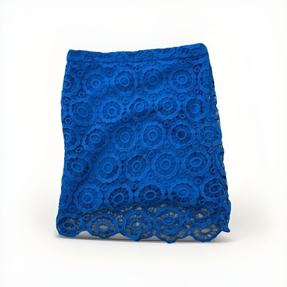 Jack by BB Dakota Adorable Blue Crochet Skirt Size 2 Fully Lined Side Zip - Picture 1 of 7